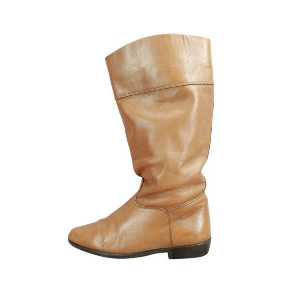Vintage LL Bean Brown Leather Slouchy Tall Boots Size 6.5 B - Picture 1 of 10